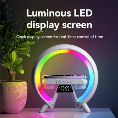 Настольна аккумуляторна смарт лампа із вбудованим аккумулятором UKC Smart RGB 15W Light Sound Machine Bluetooth Біла