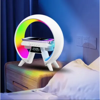 Настольна аккумуляторна смарт лампа із вбудованим аккумулятором UKC Smart RGB 15W Light Sound Machine Bluetooth Біла