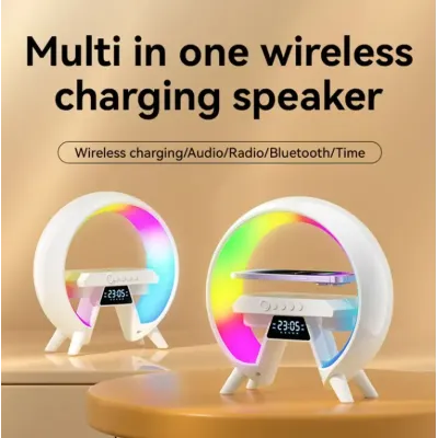 Настольна аккумуляторна смарт лампа із вбудованим аккумулятором UKC Smart RGB 15W Light Sound Machine Bluetooth Біла