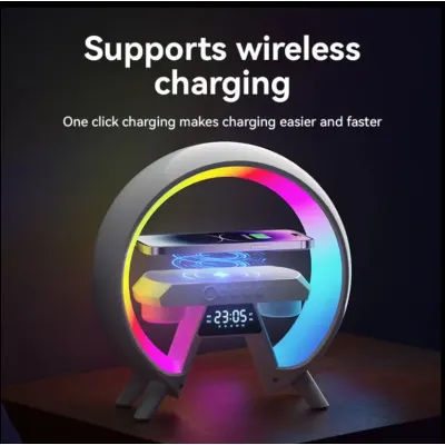 Настольна аккумуляторна смарт лампа із вбудованим аккумулятором UKC Smart RGB 15W Light Sound Machine Bluetooth Біла