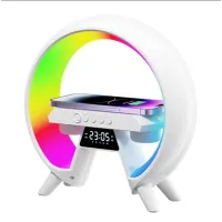 Настольна аккумуляторна смарт лампа із вбудованим аккумулятором UKC Smart RGB 15W Light Sound Machine Bluetooth Біла