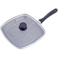 Сковородка-гриль Grill Pan 28х28см со стеклянной крышкой Kamille Сковородка-гриль Grill Pan 28х28см со стеклянной крышкой Kamille