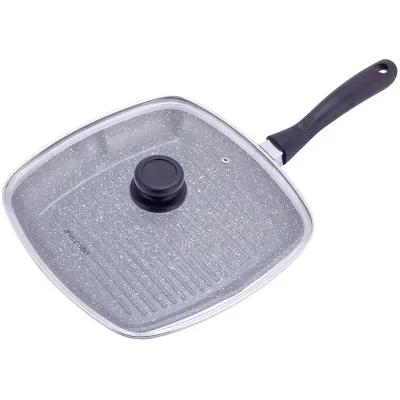 Сковородка-гриль Grill Pan 28х28см со стеклянной крышкой Kamille Сковородка-гриль Grill Pan 28х28см со стеклянной крышкой Kamille