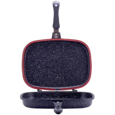 Сковородка-гриль Grill Pan двусторонняя прямоугольная 32х24х7.5см Kamille