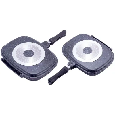 Сковородка-гриль Grill Pan двусторонняя прямоугольная 32х24х7.5см Kamille
