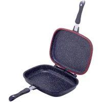 Сковородка-гриль Grill Pan двусторонняя прямоугольная 32х24х7.5см Kamille