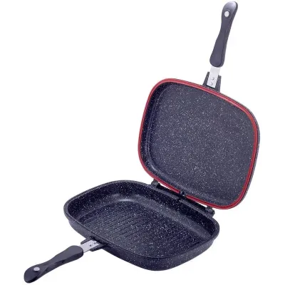 Сковородка-гриль Grill Pan двусторонняя прямоугольная 32х24х7.5см Kamille