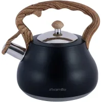 Чайник из нержавеющей стали со свистком 2.7 л черный Kamille