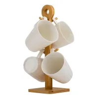 Кружки 4 штук на бамбуковой подставке 270 ml 9x9x10 cm Lefard Кружки 4 штук на бамбуковой подставке 270 ml 9x9x10 cm Lefard