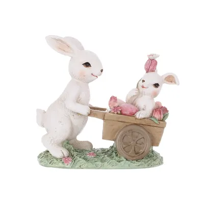 Фігурка інтер'єрна Rabbits with tulips 13x6x12 cm BonaDi