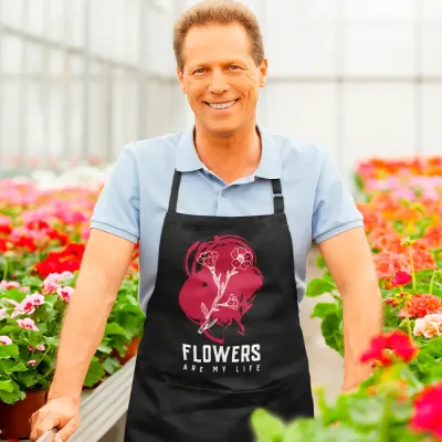 Фартук черный кухонный с принтом для флориста Flowers Are My Life Цветы - моя жизнь ФА000737 Кавун 68 см Фартук черный кухонный с принтом для флориста Flowers Are My Life Цветы - моя жизнь ФА000737 Кавун 68 см