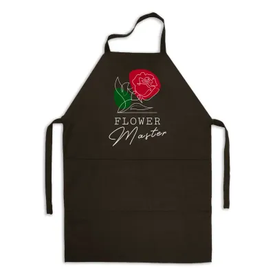 Фартух чорний кухонний з принтом для флориста Flower Master Квітковий майстер Троянда ФА000739 Кавун 68 см