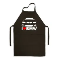 Фартук черный кухонный с принтом автомобилисту I love BMW Я люблю БМВ ФА000762 Кавун 68 см