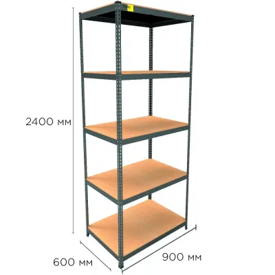 Металевий стелаж Emby Light Series 5 полиць ДСП до 100 кг 2400х900x600 мм