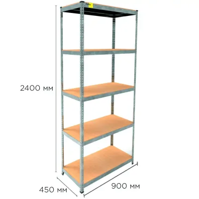 Металевий стелаж Emby Light Series 2400х900x450 мм 5 полиць ДСП до 100 кг Оцинкований