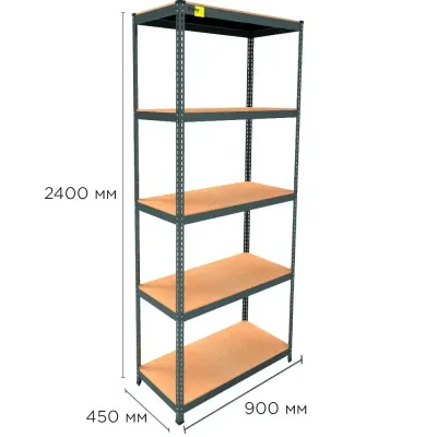 Металевий стелаж Emby Light Series 2400х900x450 мм 5 полиць ДСП до 100 кг Чорний