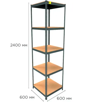 Металлический стеллаж Emby Light Series 2400х600x600 мм 5 полок ДСП до 100 кг