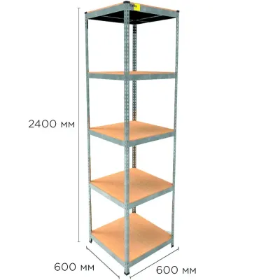 Металевий стелаж Emby Light Series 2400х600x600 мм 5 полиць ДСП до 100 кг Оцинкований
