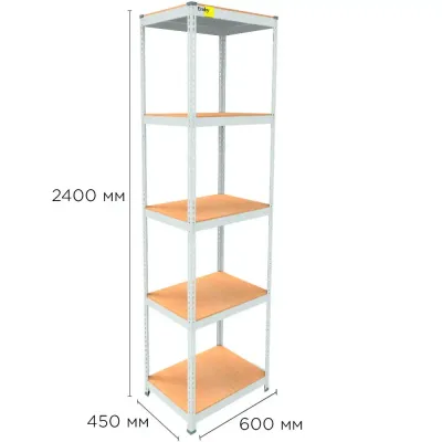 Металевий стелаж Emby Light Series 2400х600x450 мм 5 полиць ДСП до 100 кг