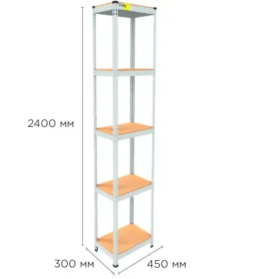 Металевий стелаж Emby Light Series 2400х450x300 мм 5 полиць ДСП до 100 кг Білий Металевий стелаж Emby Light Series 2400х450x300 мм 5 полиць ДСП до 100 кг Білий