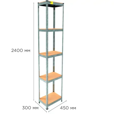 Металевий стелаж Emby Light Series 2400х450x300 мм 5 полиць ДСП до 100 кг 2066424240