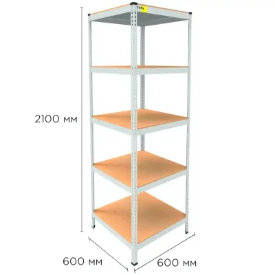 Металевий стелаж Emby Light Series 2100х600x600 мм 5 полиць ДСП до 100 кг