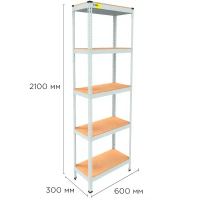 Металевий стелаж Emby Light Series 2100х600x300 мм 5 полиць ДСП до 100 кг