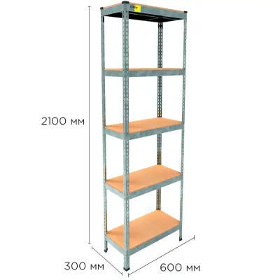 Металлический стеллаж Emby Light Series 2100х600x300 мм 5 полок ДСП до 100 кг 2071520645
