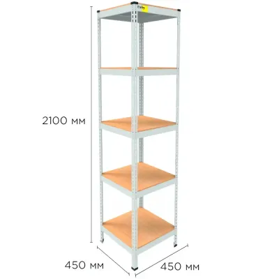 Металевий стелаж Emby Light Series 2100х450x450 мм 5 полиць ДСП до 100 кг Металевий стелаж Emby Light Series 2100х450x450 мм 5 полиць ДСП до 100 кг