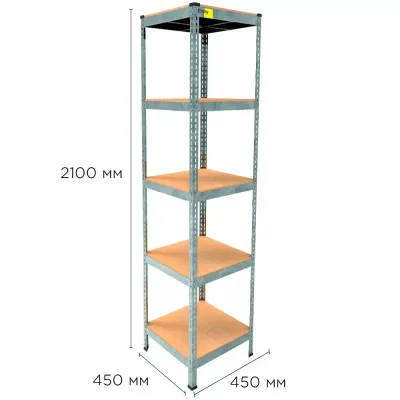 Металевий стелаж Emby Light Series 2100х450x450 мм 5 полиць ДСП до 100 кг Оцинкований
