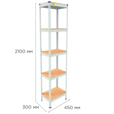 Металевий стелаж Emby Light Series 2100х450x300 мм 5 полиць ДСП до 100 кг