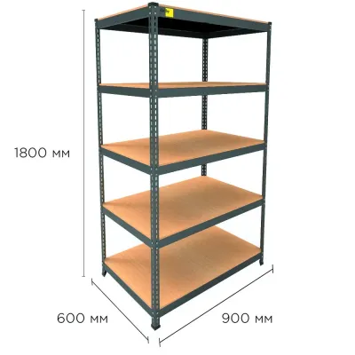 Металевий стелаж Emby Light Series 1800х900x600 мм 5 полиць ДСП до 100 кг Металевий стелаж Emby Light Series 1800х900x600 мм 5 полиць ДСП до 100 кг