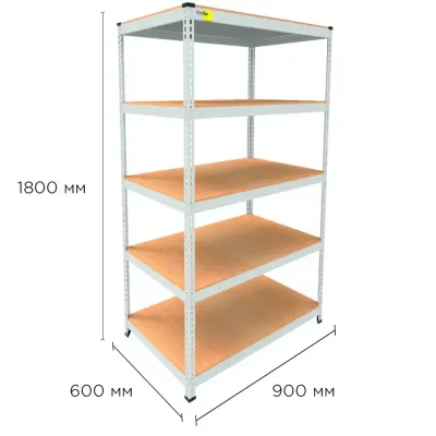Металевий стелаж Emby Light Series 1800х900x600 мм 5 полиць ДСП до 100 кг