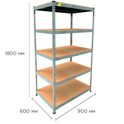 Металевий стелаж Emby Light Series 1800х900x600 мм 5 полиць ДСП до 100 кг Оцинкований