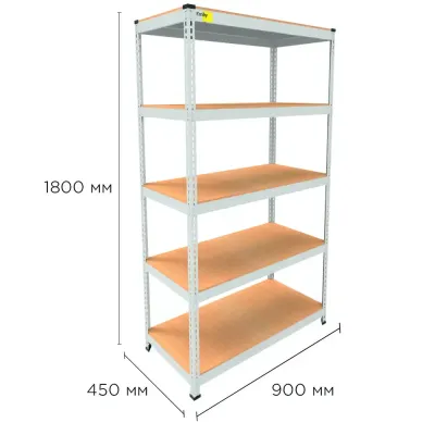 Металевий стелаж Emby Light Series 1800х900x450 мм 5 полиць ДСП до 100 кг