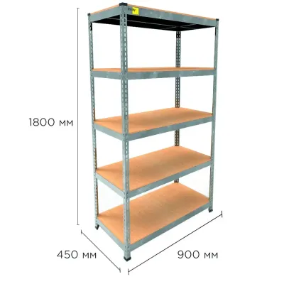 Металевий стелаж Emby Light Series 1800х900x450 мм 5 полиць ДСП до 100 кг Оцинкований