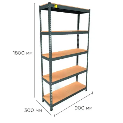 Металевий стелаж Emby Light Series 1800х900x300 мм 5 полиць ДСП до 100 кг Металевий стелаж Emby Light Series 1800х900x300 мм 5 полиць ДСП до 100 кг