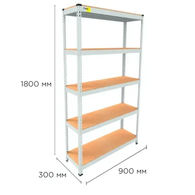 Металевий стелаж Emby Light Series 1800х900x300 мм 5 полиць ДСП до 100 кг Білий