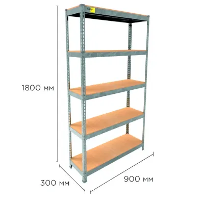 Металевий стелаж Emby Light Series 1800х900x300 мм 5 полиць ДСП до 100 кг Оцинкований