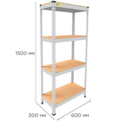 Металевий стелаж Emby Light Series 1500х600x450 мм 4 полиці ДСП до 100 кг Металевий стелаж Emby Light Series 1500х600x450 мм 4 полиці ДСП до 100 кг