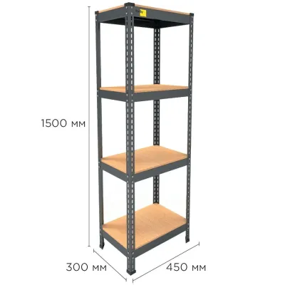 Металлический стеллаж Emby Light Series 1500х450x300 мм 4 полки ДСП до 100 кг