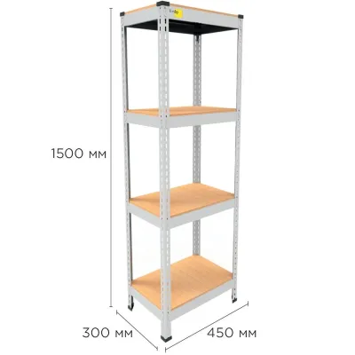 Металевий стелаж Emby Light Series 1500х450x300 мм 4 полиці ДСП до 100 кг 2076272781
