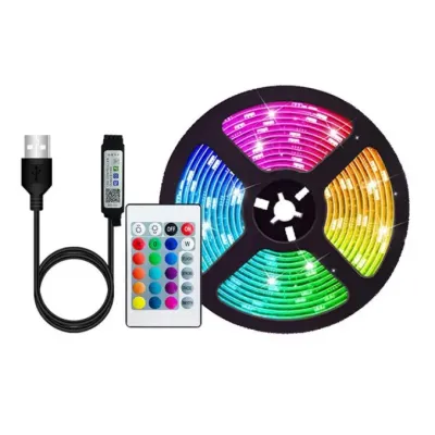 Світлодіодна стрічка RIAS 5050 LED RGB в бухті 5м різнобарвна 5V USB Bluetooth (4_00561)
