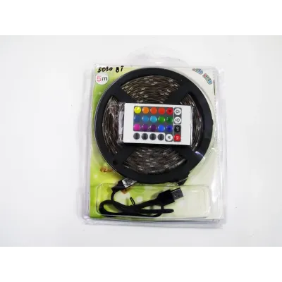 Світлодіодна стрічка RIAS 5050 LED RGB в бухті 5м різнобарвна 5V USB Bluetooth (4_00561)