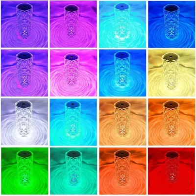 Настільна світлодіодна кристалічна лампа RIAS Rose Diamond RGB з пультом (3_04418)