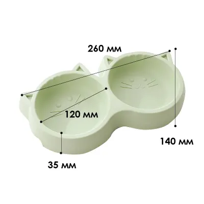 Миска для кішок Taotaopets Cat 123307 Green подвійна пластикова Миска для кішок Taotaopets Cat 123307 Green подвійна пластикова