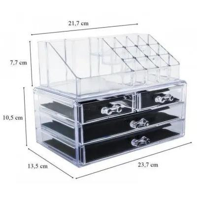 Настольный акриловый органайзер для косметики OPT-TOP Cosmetic Storage Box на 3 двери с зеркалом (1756375357)