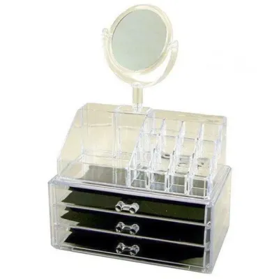 Настольный акриловый органайзер для косметики OPT-TOP Cosmetic Storage Box на 3 двери с зеркалом (1756375357)