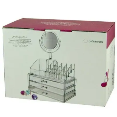 Настольный акриловый органайзер для косметики OPT-TOP Cosmetic Storage Box на 3 двери с зеркалом (1756375357)