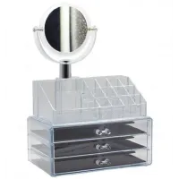Настольный акриловый органайзер для косметики OPT-TOP Cosmetic Storage Box на 3 двери с зеркалом (1756375357)